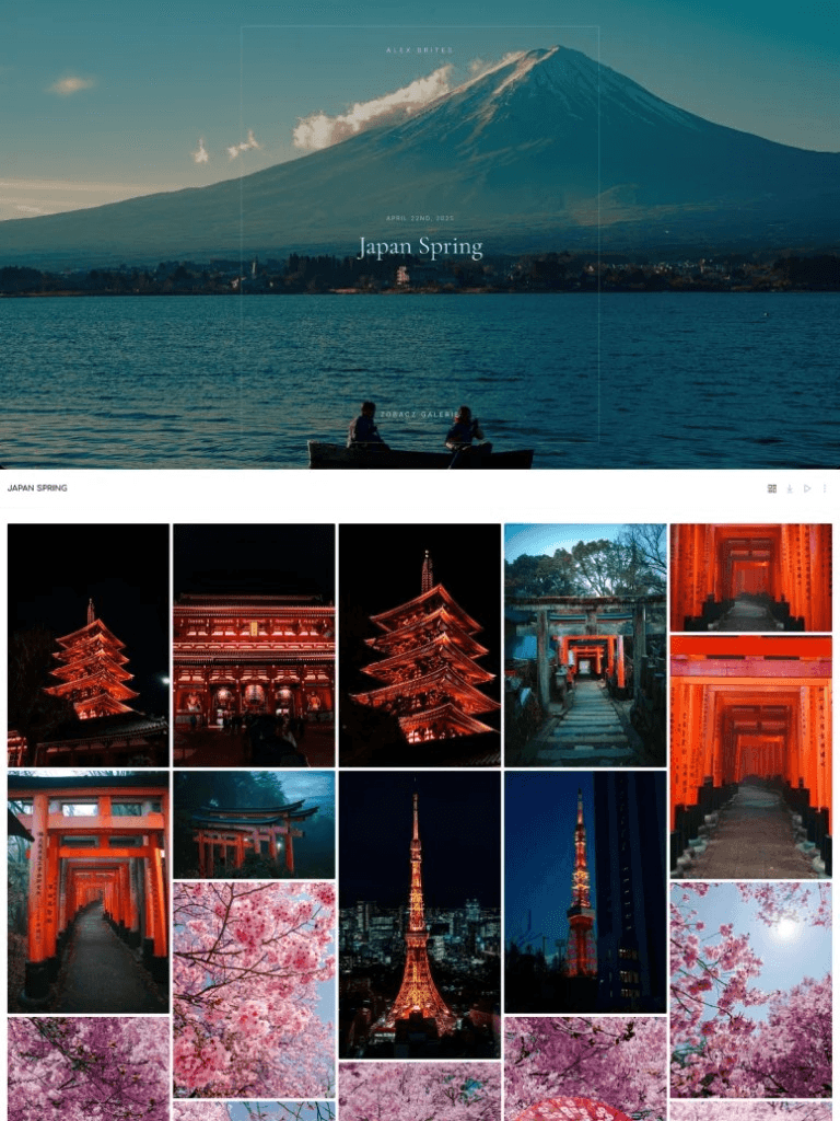 Podgląd galerii podróżniczej: Mount Fuji, pagody, torii i kwitnąca wiśnia w Japonii